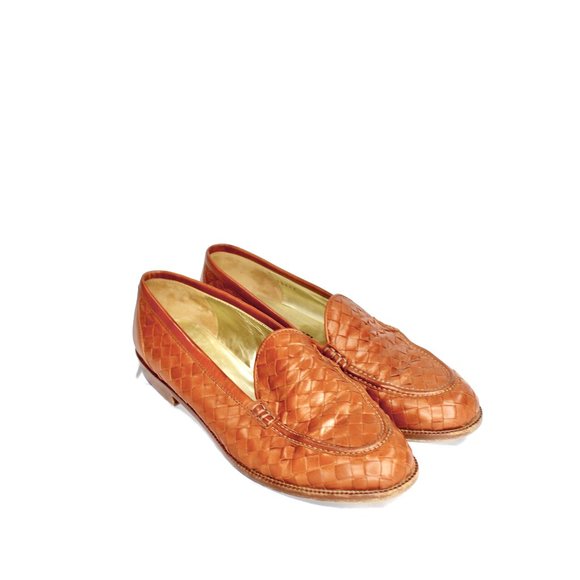 Vintage BOTTEGA VENETA Brown Intrecciato Woven Leather Driving Loafers - Picture 2 of 13